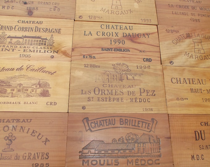 Plaques de caisse de vin en bois, lot de 12 planches vintages planches