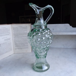 glass jug in the shape of a bunch of grapes, vintage French