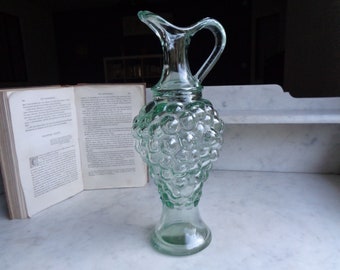 glass jug in the shape of a bunch of grapes, vintage French