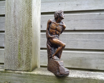 the rebellious slave, after Michelangelo, bronze statuette, reproduction, vintage