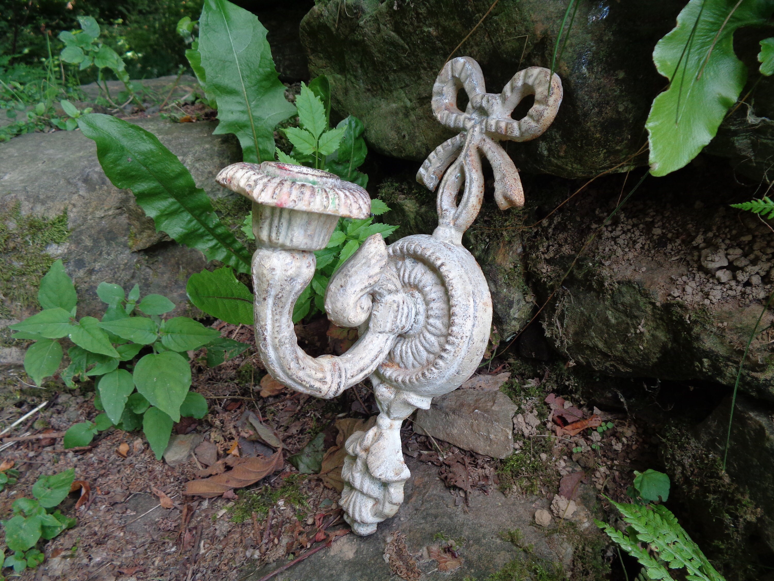 Antique Cast Iron Wall Candle Holder Louis XVI Style Ribbon Etsy