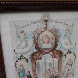 Religious poster frame under glass, precious souvenir if you are faithful, baptism, communion, confirmation - Edition Bouasse Jeune Paris