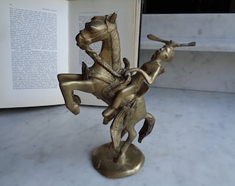 statuette of a rider, African bronze, horse and warrior, art premier Afrique, sculpture, decor and collection