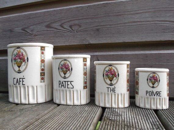 Antique Kitchen Canisters Set Of 4 In Earthenware France Of Etsy