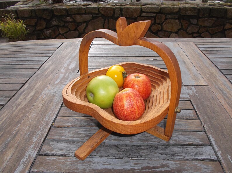 Fruit basket apple shape wooden folding accordion handmade Etsy