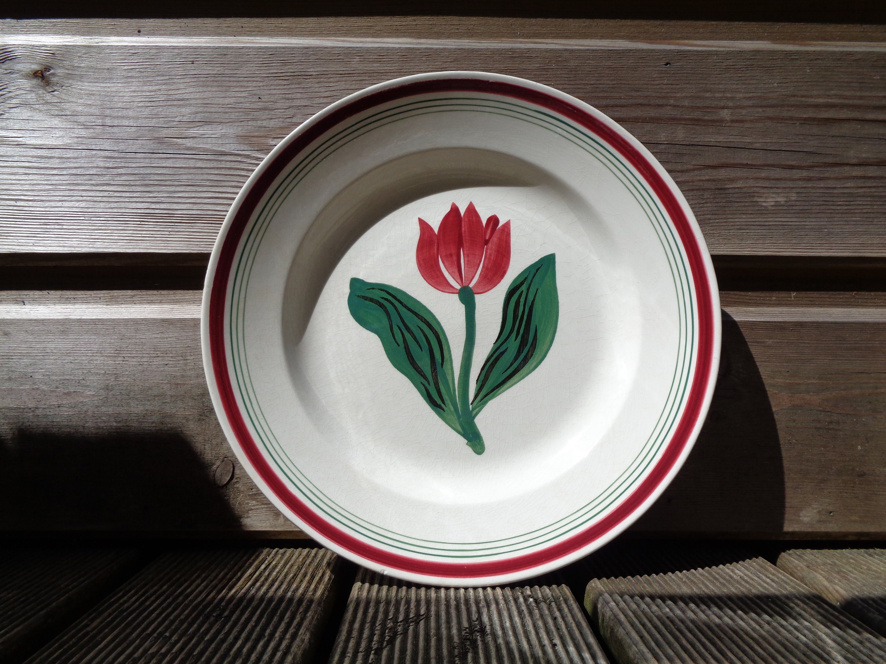フランスアンティーク　ジアン　プレート　チューリップ　平皿　TULIPES フランス アンティーク ジアン チューリップ GIEN TULIPES 平皿