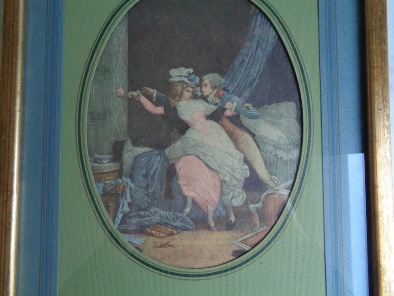 Old French Framed, Gallant Scene, 18th Century Style, Louis XVI, Rococo