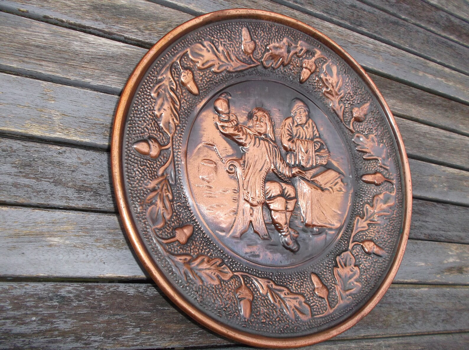 Assiette plate miniature cuivre Mont Saint Michel vintage art déco France N7028