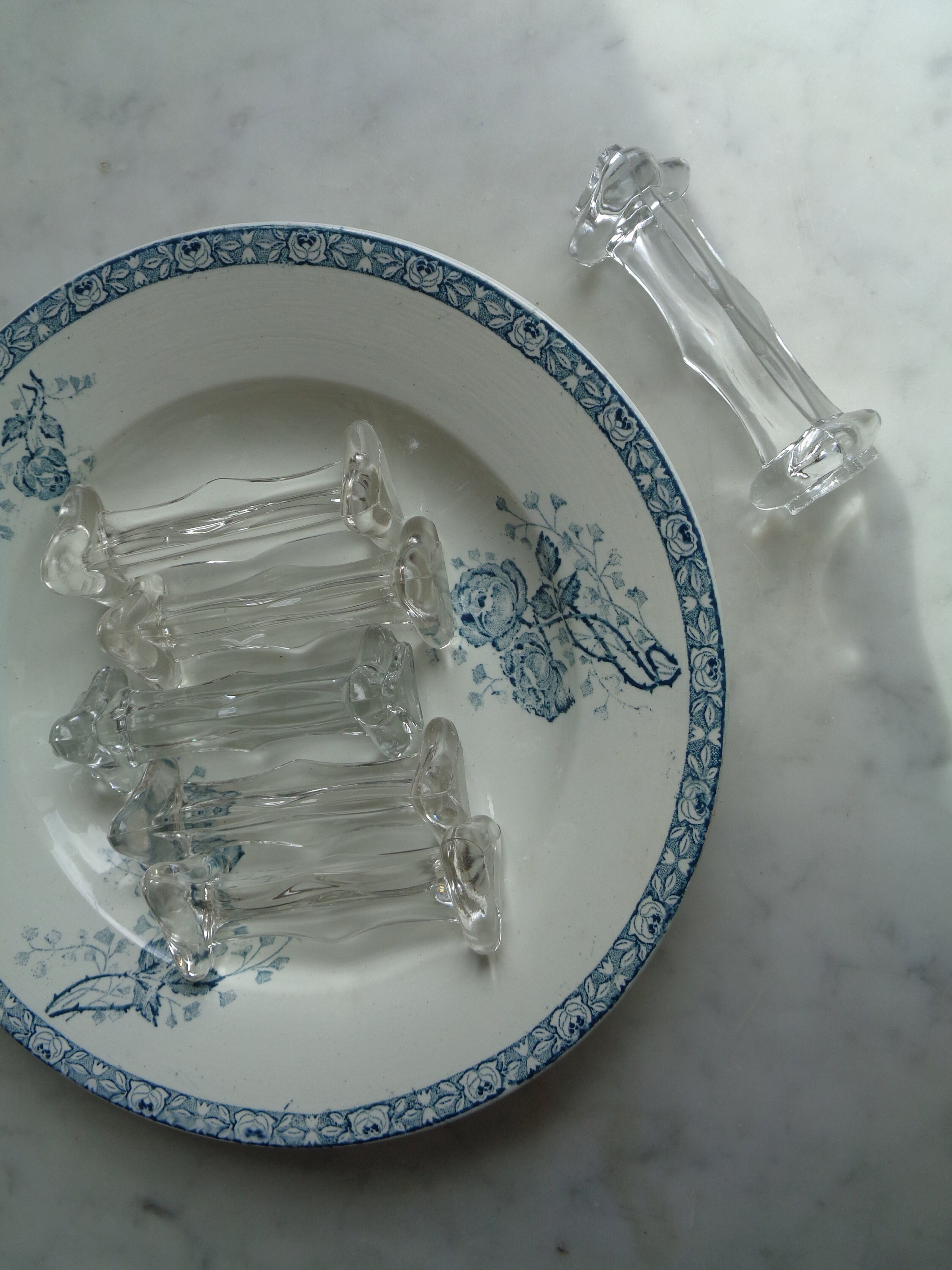 6 Vintage Glass Knife Rests Knife Holder Art Deco Style Etsy