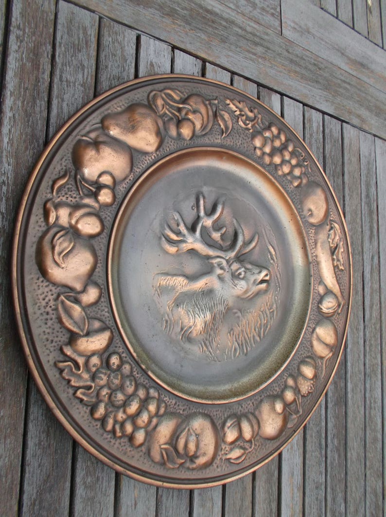 Large wall copper plate decorative copper dish with fruit Etsy