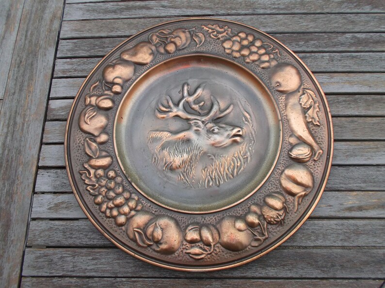 Large wall copper plate decorative copper dish with fruit Etsy