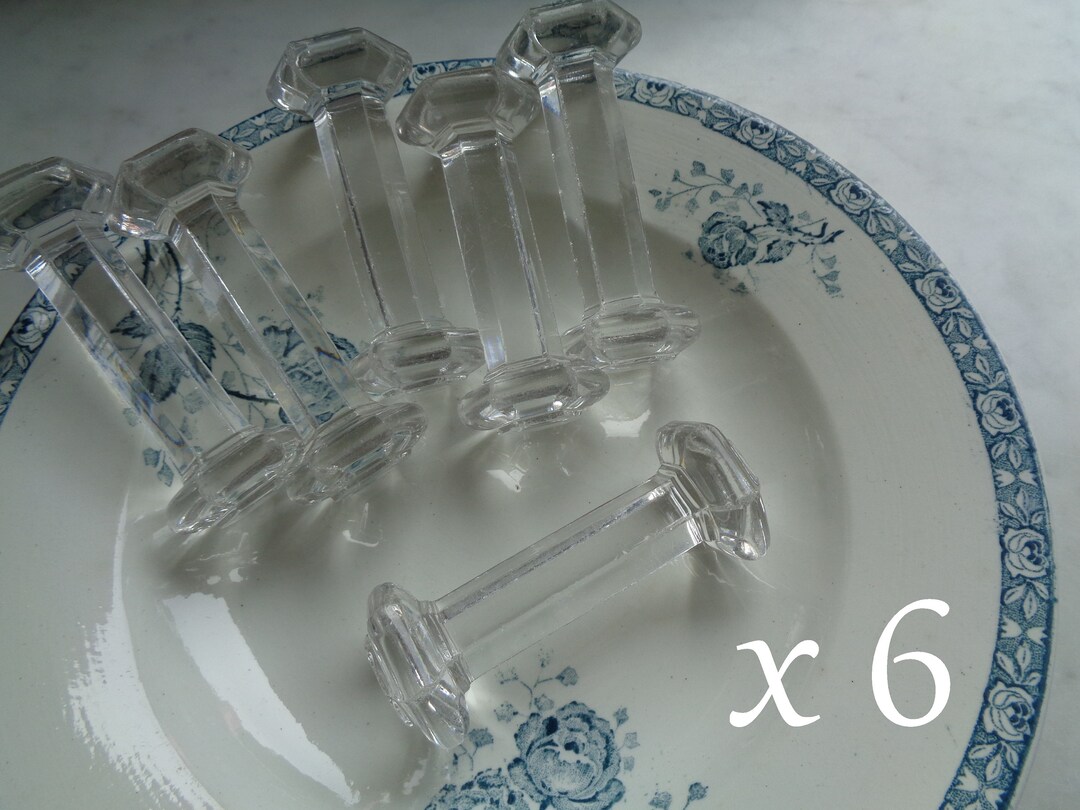 6 Vintage Glass Knife Rests, Knife Holder, Art Deco Style, Midcentury