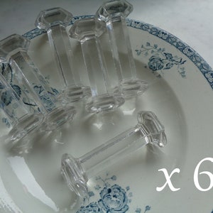 6 vintage glass knife rests, knife holder, art deco style, mid-century French tableware