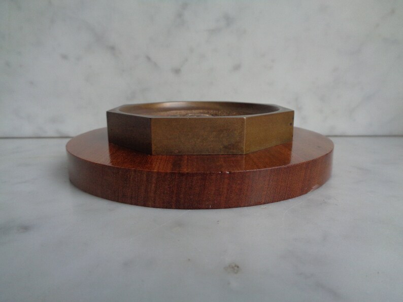 Old Woman Smoking a Pipe, Bronze Wall Decoration on Wood, Art and