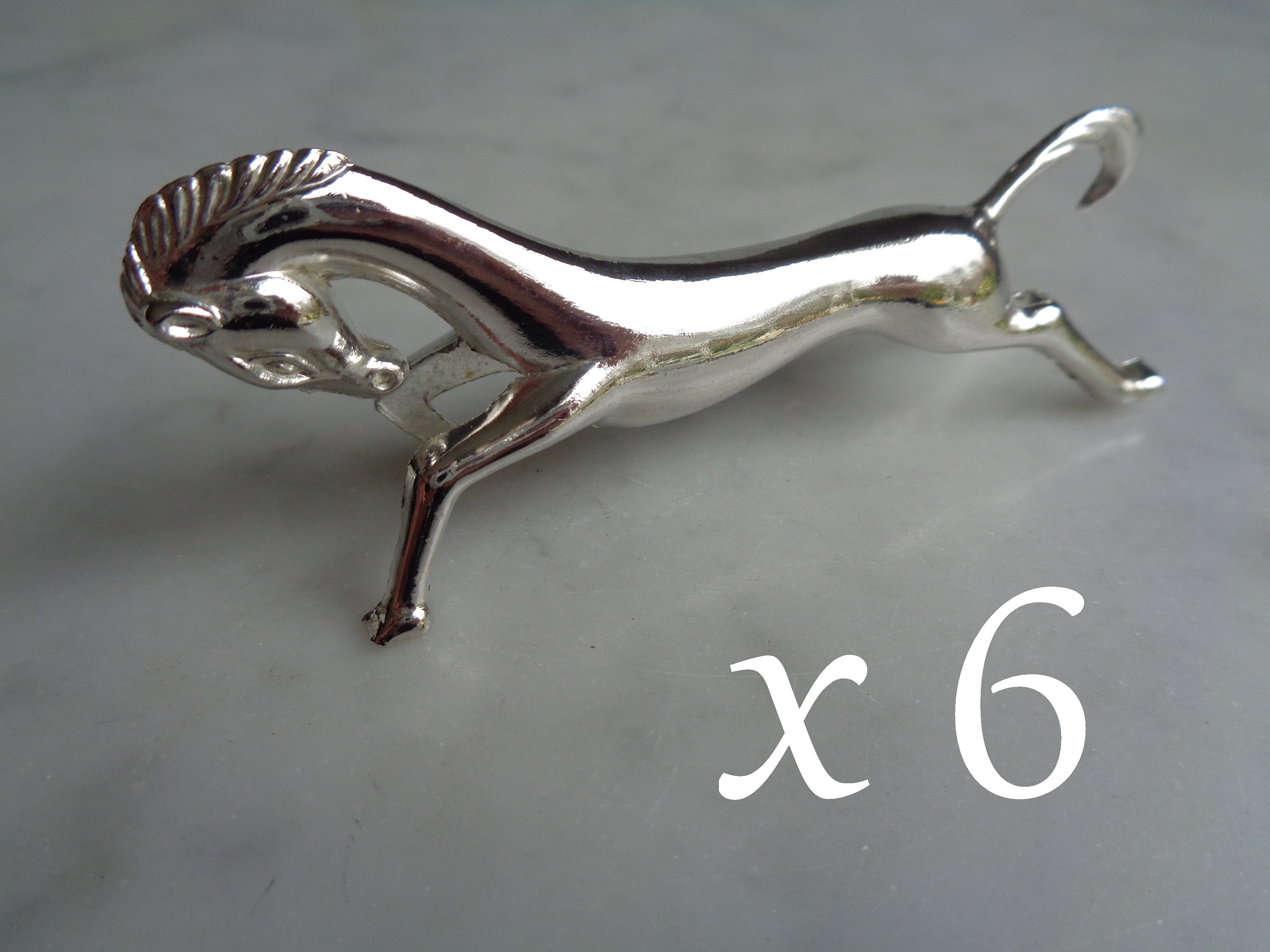 6 Silver Metal Knives Rest Horse Shaped Table Knife Holders