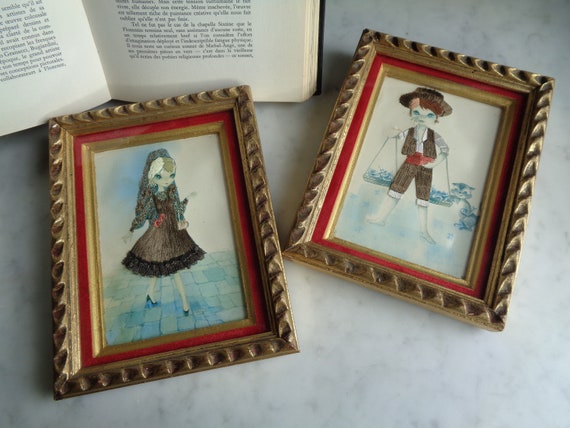 Golden Carved Wood Frames With Children in Embroidered - Etsy