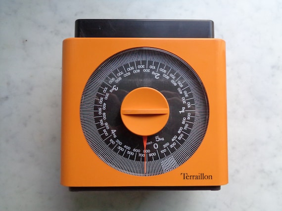 Balance de cuisine Terraillon vintage orange des années 1970 plastique