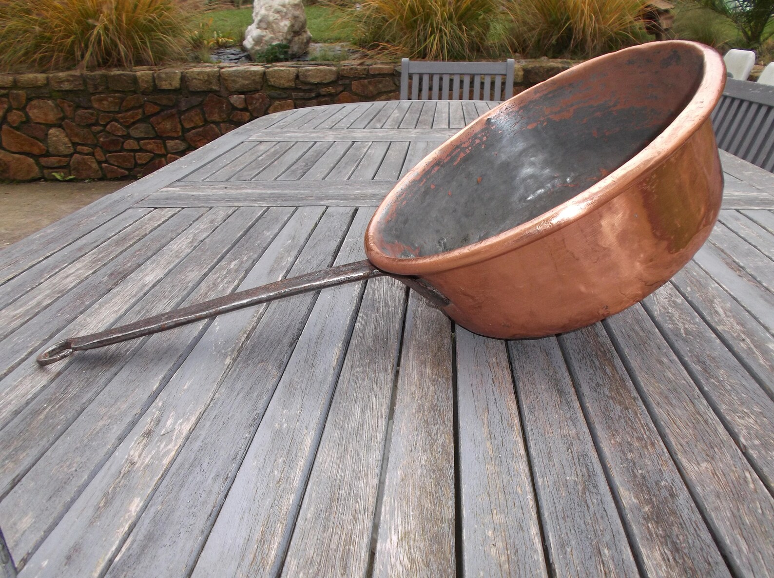 Ancienne grosse casserole en cuivre étamé et manche en fonte Etsy