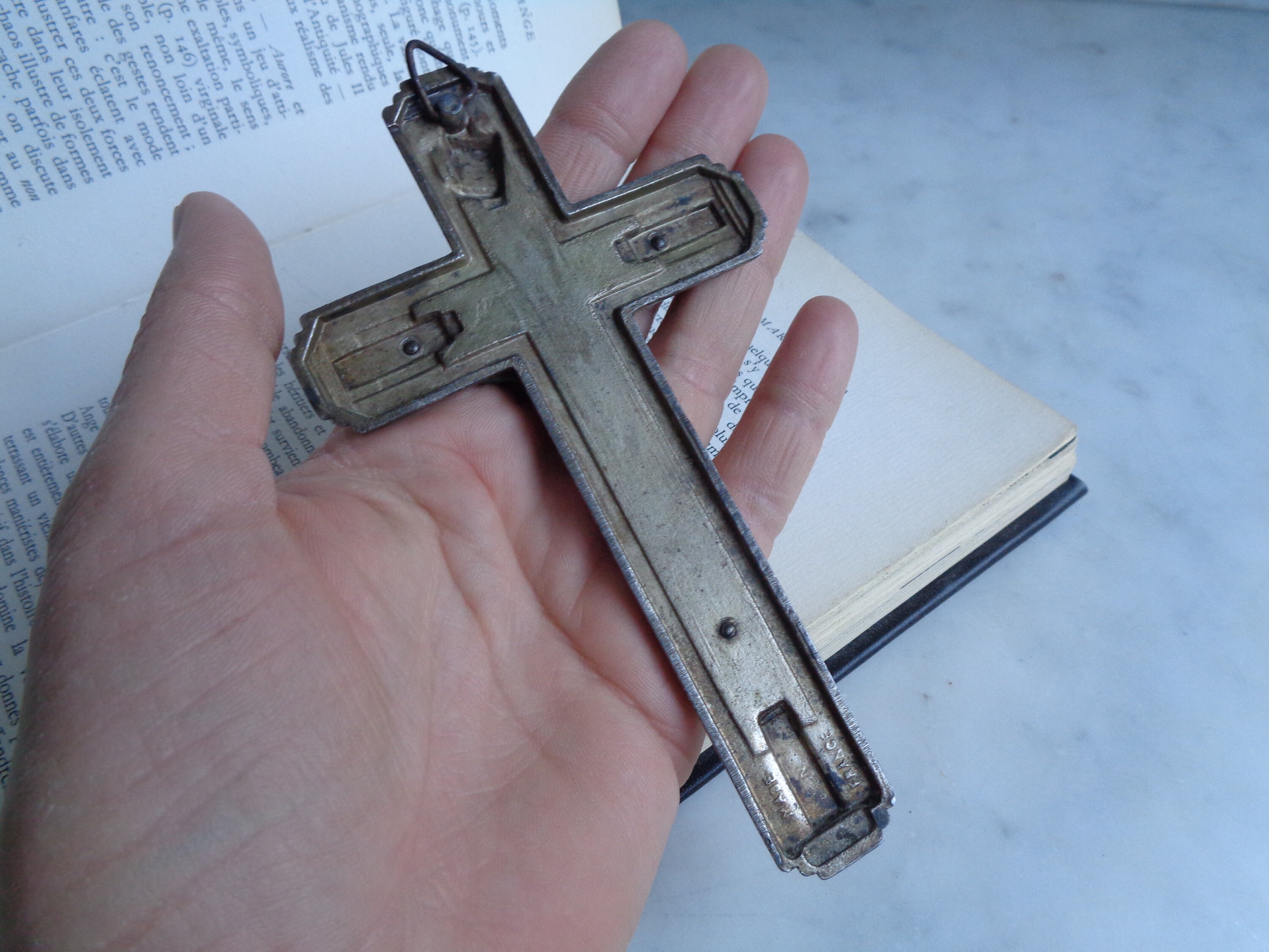 Small Wall Crucifix in Silver Metal Decorative Art Style Etsy