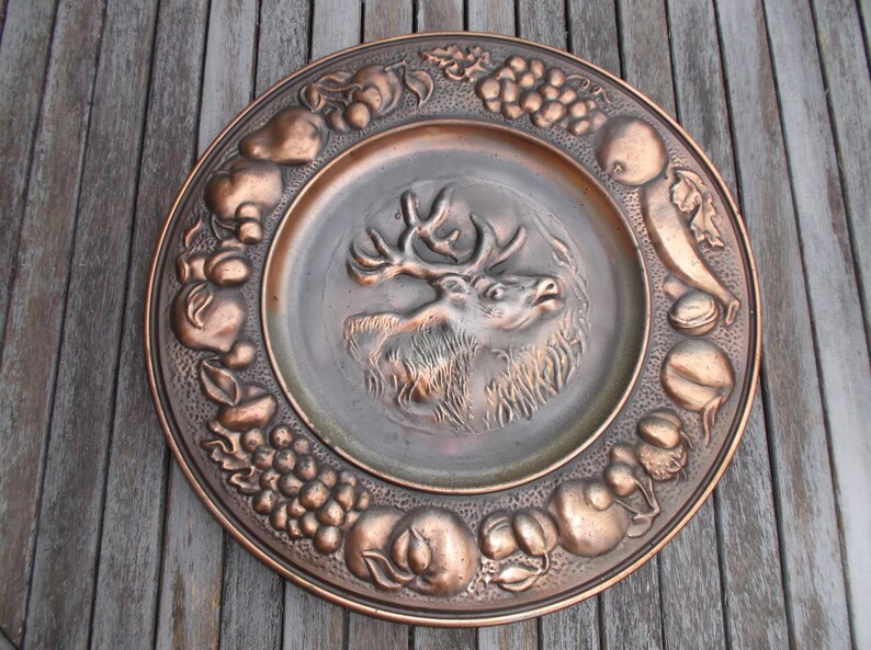Large wall copper plate decorative copper dish with fruit Etsy