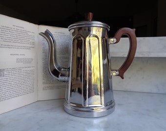 Menesa chrome copper coffee maker, metal and bakelite, art deco style, French vintage, retro kitchen decor