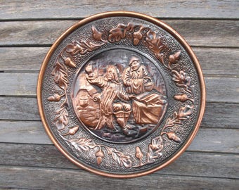 銅板打ち出しの壁掛け 古代文明の祭祀？原住民？ 銅板打ち出しの壁掛け 古代文明の祭祀？原住民？