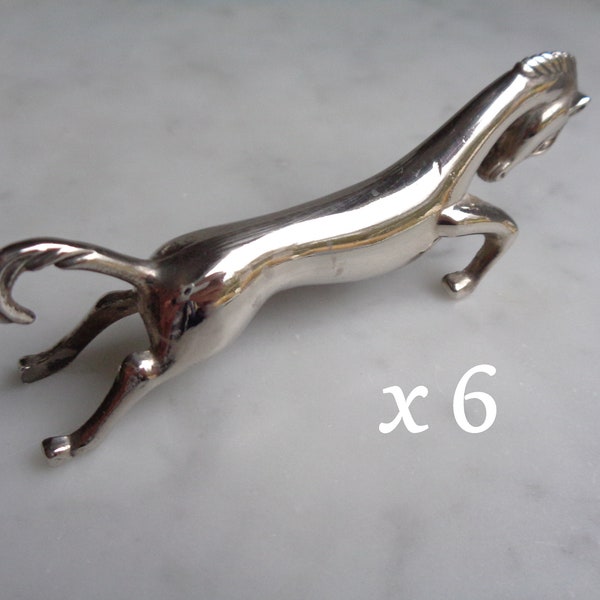 6 repose couteaux en métal argenté en forme de chevaux, porte-couteaux de table, art de la table Français