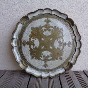 Florentine tray, vintage Italian decor, baroque rococo style