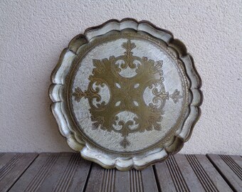 Florentine tray, vintage Italian decor, baroque rococo style