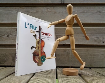 articulated wooden mannequin, drawing accessory, vintage French, bookcase decor, gift idea