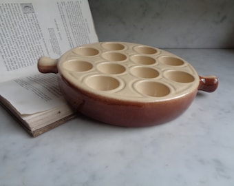 snail dish, ceramic Emile Henry, oven dish for a dozen snails, French cuisine