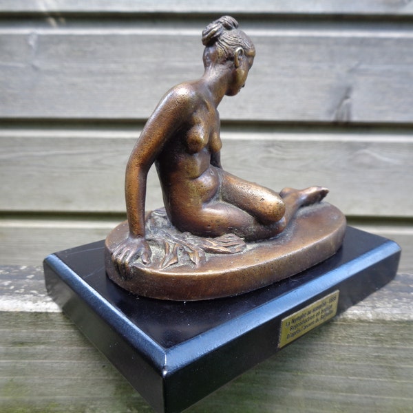 la nymphe au scorpion, statuette en bronze, reproduction d'après l'oeuvre de Bartolini, vintage