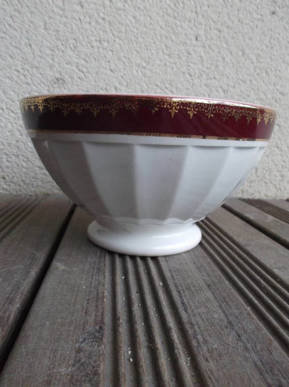 grand bol digoin ancien large bol blanc avec contour bordeaux Etsy grand bol digoin ancien large bol blanc avec contour bordeaux Etsy