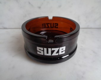 vintage advertising ashtray Suze in amber glass, retro decor 1970, collection, French bar, gift for smoker