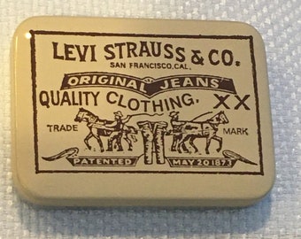 Vintage Levi Strauss & Co. Tin Made in England Original Jeans 1.75" x 1.25" Levi's Blue Jean Pocket Tin Free US Shipping