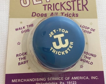 Vintage Toy 1970&#39;s Jet Top Trickster Yo Yo Yo-Yo New In Original Package Bright Blue Made in U.S.A. Dexterity Old Fashioned Toy