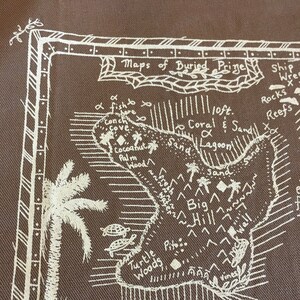 Fantasía Tropical Island Treasure Mapa Hankie Serigrafía pantalla impresa algodón lona palmera pirata enterrado premio Palm Tree Ship Wreck Fish Washable