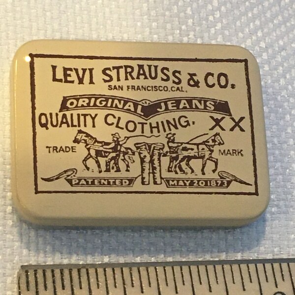 Vintage Levi Strauss & Co. Tin Made in England Original Jeans 1.75" x 1.25" Levi's Blue Jean Pocket Tin Free US Shipping