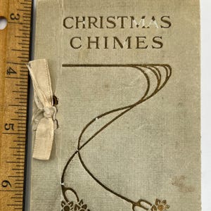 Antique Book Christmas Chimes Selections from Charles Dickens and others New York Barse Hopkins Tied with a Tiny Ribbon 64 page 4.25 x 2.75&quot;