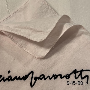 Vintage Luciano Pavarotti Handkerchief From Concert Pre-printed Printed About 15.5 &quot; Square Scarf Opera Gift Lover White Black