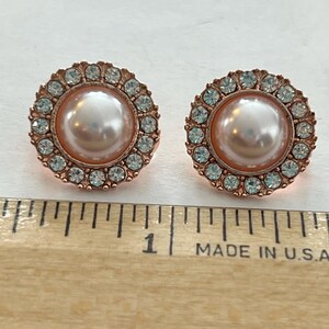 Vintage Clip on Earrings Jewelry Faux Pearl Rosegold Rhinestone Decorative Frame Bridal Gift for Wife Girlfriend Bride Sweetheart