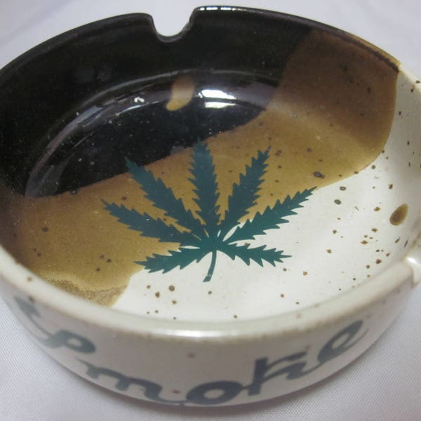 Vintage Ashtray Smoke Smoking Ceramic Marijuana Leaf Art New Old Stock Made in Japan Cigarette Never Used Cannabis