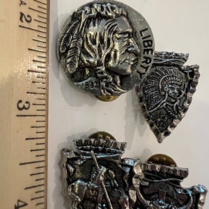 Vintage Motorcycle Pin Lot 4 Horse Liberty Arrowhead Western Last Ride Excellent Condition Enamel Western Mixed Made in Korea For Jacket