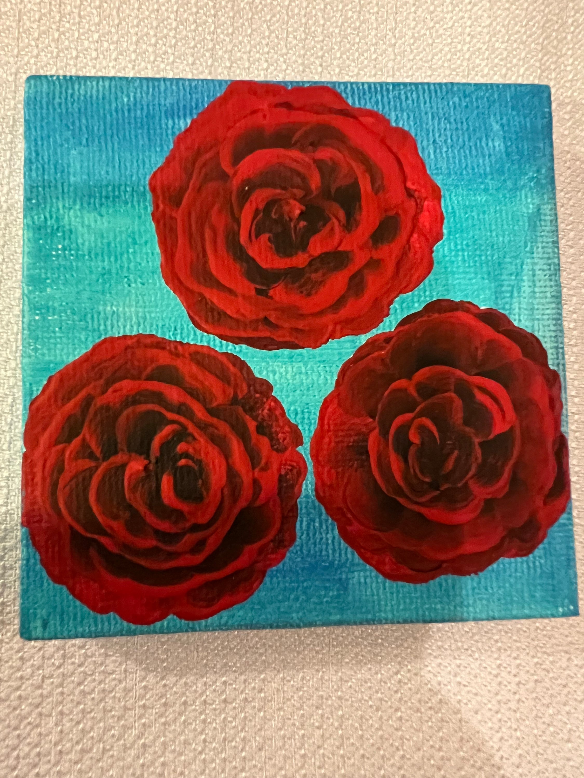 赤いバラ　アクリル画 アクリル画】赤いバラを描く(描き方のコツは概要欄で) - YouTube