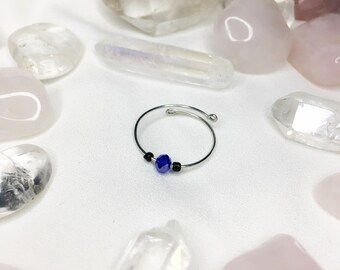 Indigo Crystal Adjustable Fidget Ring | Anxiety Ring | Spinner Ring | Meditation Ring | Worry Ring