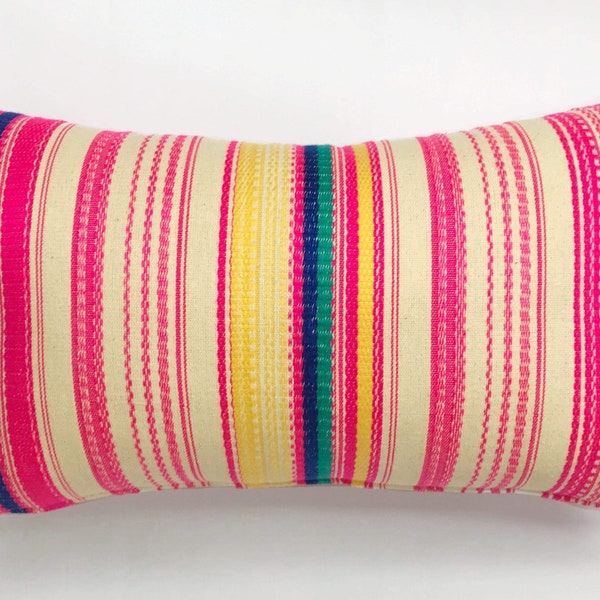 Accent Mexican Hot Pink throw pillow covers, Multicolored Rainbow Stripe Cotton Covers, Tribal Boho Gypsy pillow covers, Made in Australia