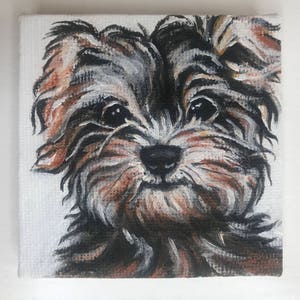 Super cute custom painting of Yorkshire Terrier or any pets, Original Acrylics Custom Pet Portraits,Miniature or larger paintings on canvas