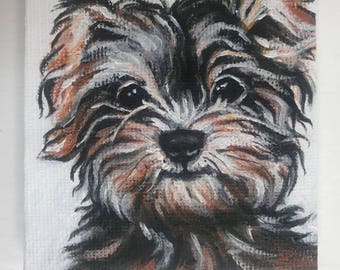 Super cute custom painting of Yorkshire Terrier or any other pets, Original Handmade Acrylics Custom Pet Portraits, Pet paintings on canvas