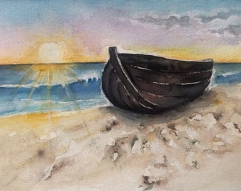 Watercolour seascape, Original watercolor painting