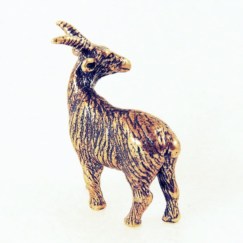 Goat Figurine Decorative Animal Statue Bronze Miniature Figure Etsy
